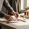 Eticheta piele întoarsă culoare Ash personalizabilă Logo Text Eticheta piele întoarsă culoare Ash personalizabilă Logo Text