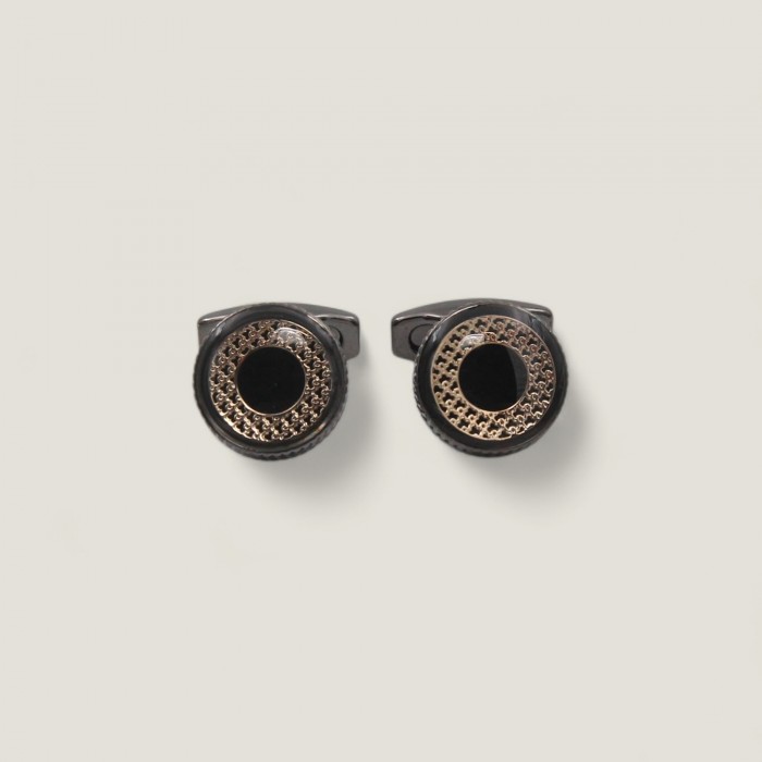 Butoni din oțel inoxidabil negri cu detalii aurii 