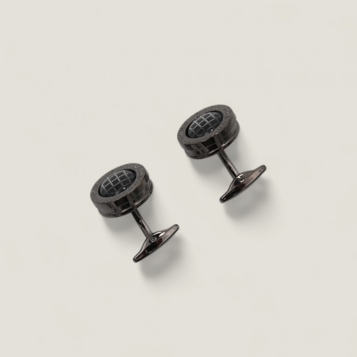 Butoni pentru cămașă din oțel inoxidabil gri antracit cu model geometric